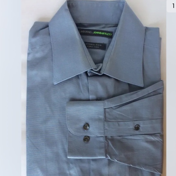 Claiborne By John Bartlett Wrinkle Free Men Dress Shirt Long Sleeve Blue M - Picture 2 of 8